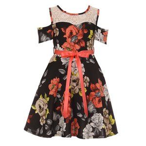 Cold Off Shoulder Sleeve Lace Floral Wedding Evening Party Flower Girl Dress